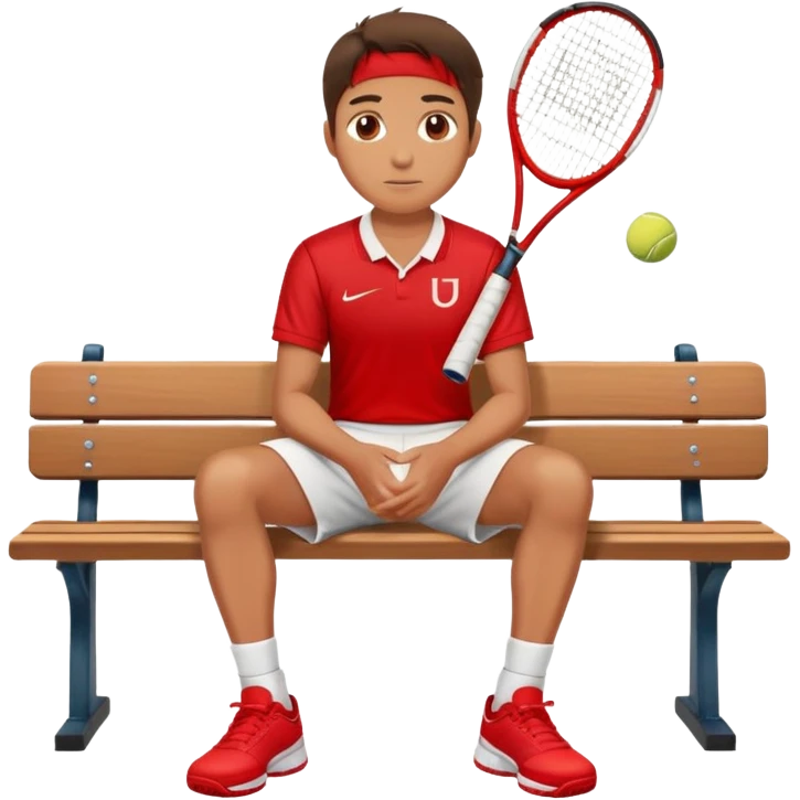 a tennis player with a red jersey saying edison high sitting on a bench  emoji