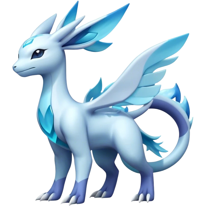 Futuristic Lugia-Suicune-Glaceon-hybrid, full body  emoji