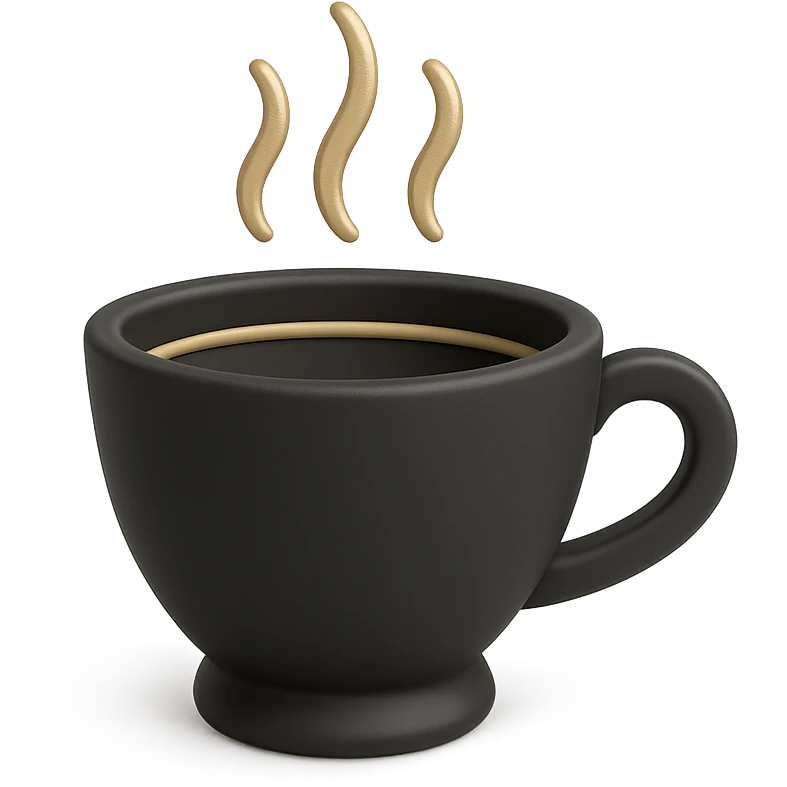 elegant coffee cup icon with soft matte finish and antique gold details emoji