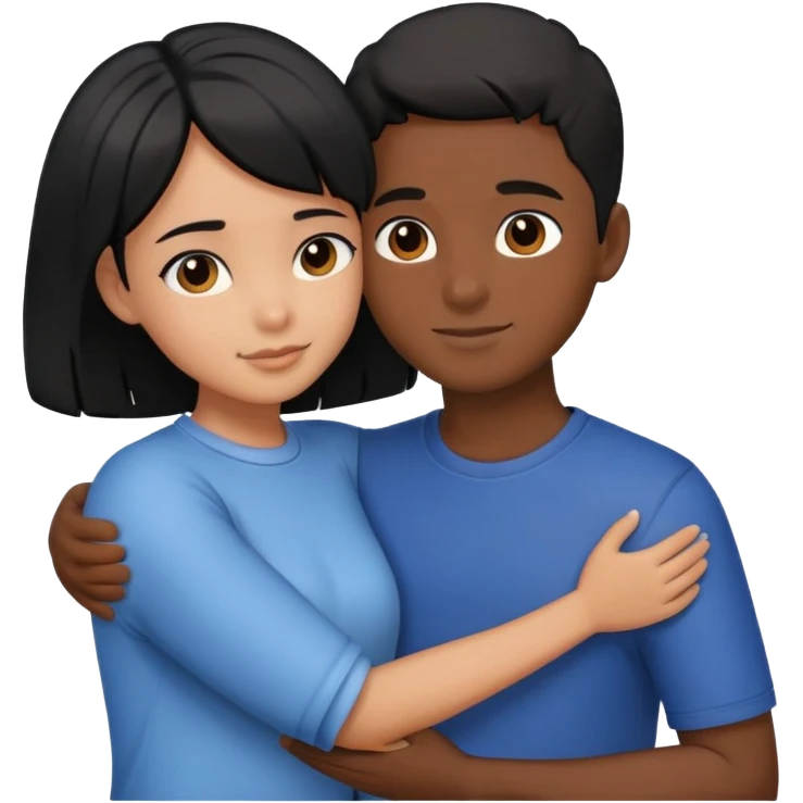 characters hugging each other 1 boy black short hair 1 girl black long hair emoji