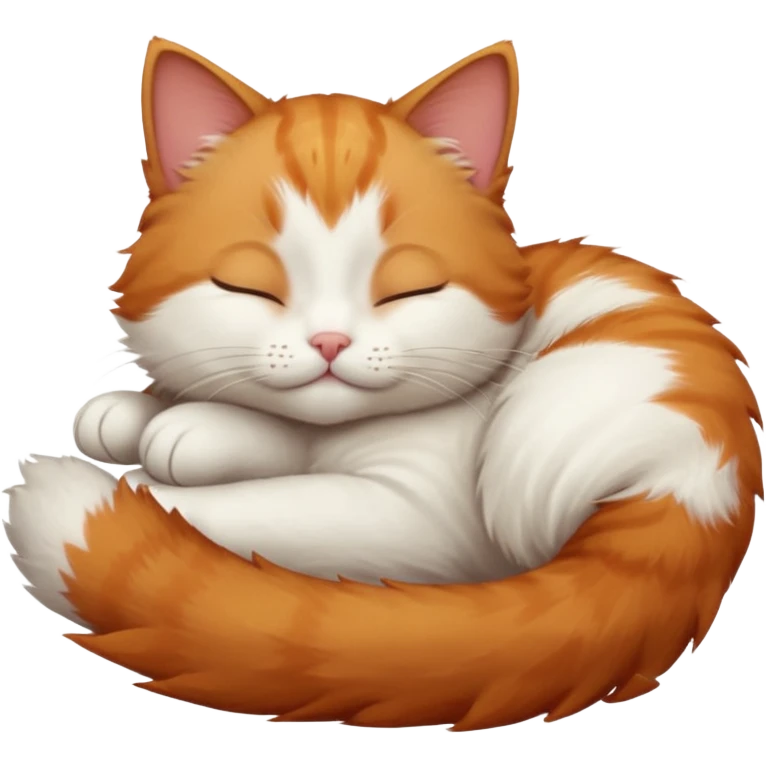 ginger and white small cat eyes closed lying down in funny position emoji