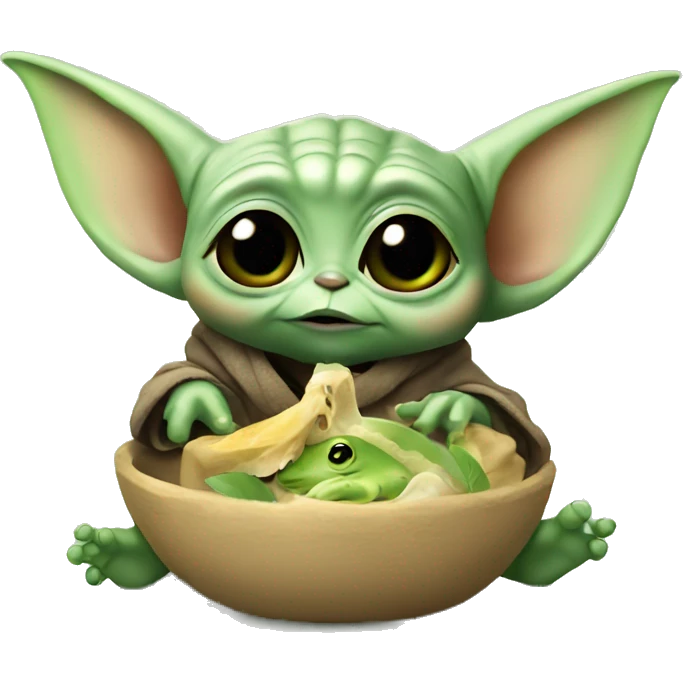 baby yoda eating a frog  emoji