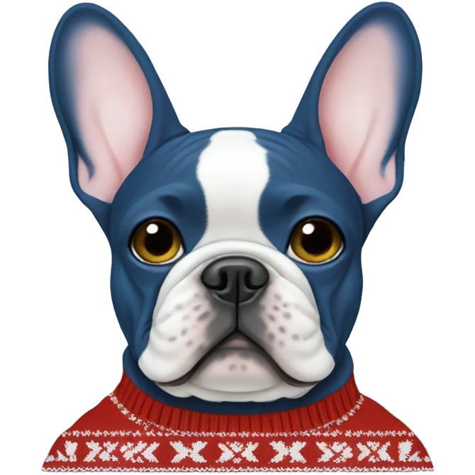 Blue French bulldog Christmas sweater  emoji