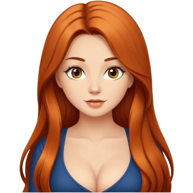 Gorgeous girl with auburn extra long hair cleavage  emoji
