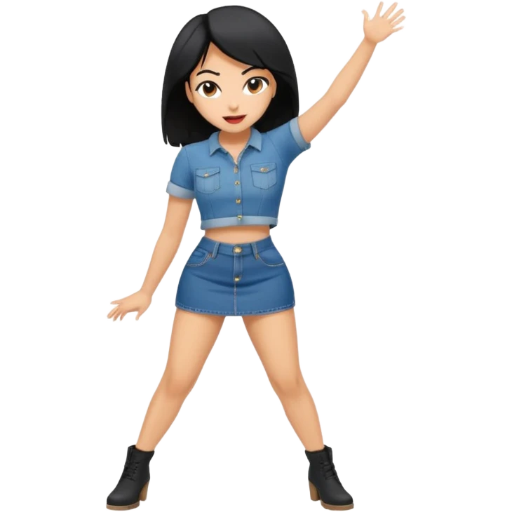 Tan woman with black hair twerking emoji
