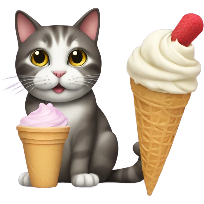 Cat and ice crem emoji