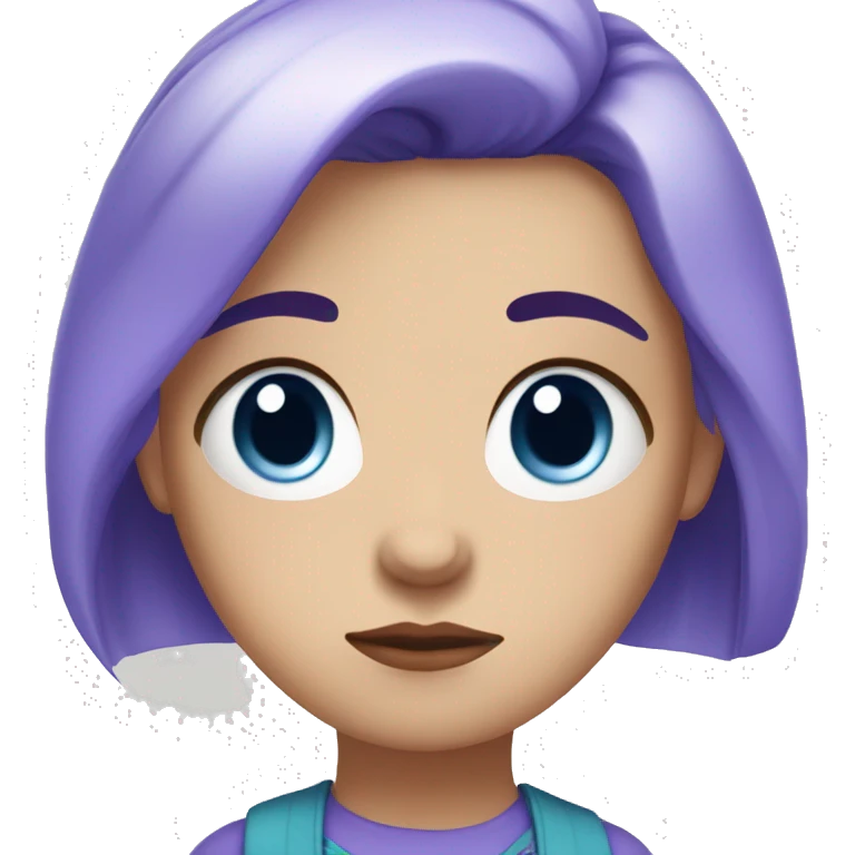 White Girl with blue and purple hair looking sad, pouty, face, and bottom lip sticking out emoji