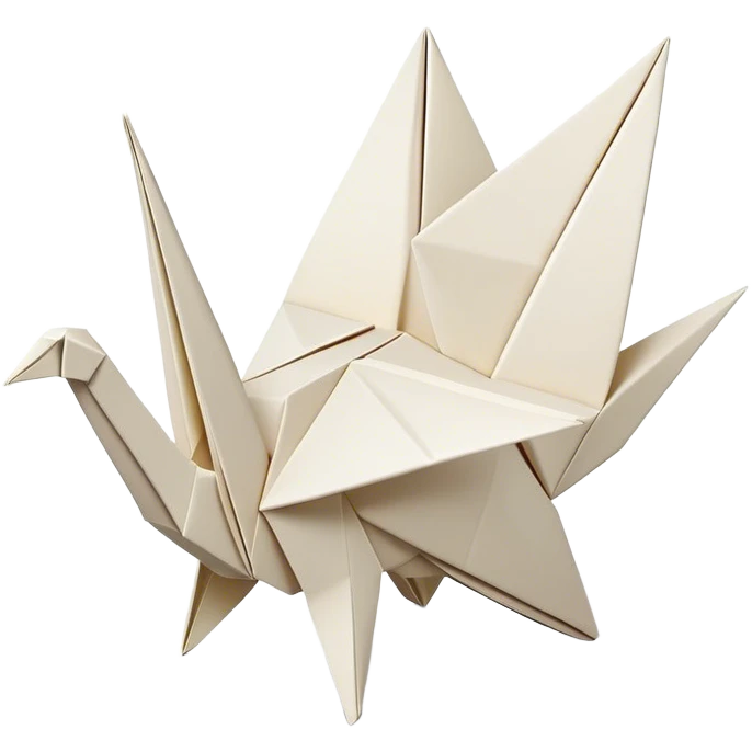 Cinematic Realistic depiction of an elegant origami creation, rendered with delicate paper textures and intricate folds, set on a minimalist background with soft, diffuse lighting that accentuates its artistic precision emoji