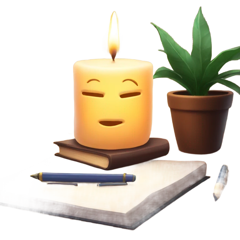 Cozy candle on top of a study desk emoji