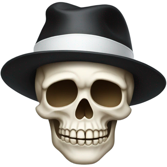 Skull with black and white hat emoji