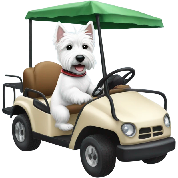 Westie riding in a golf cart emoji