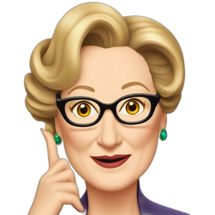 Meryl Streep listens to gossip with her big ear emoji