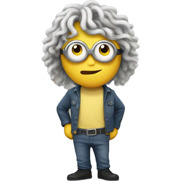Minion with a curly mullet emoji