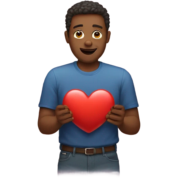 Father holds big heart emoji