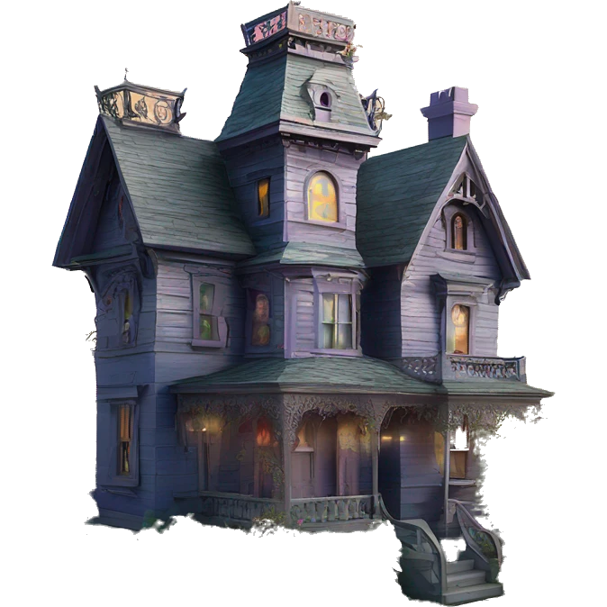 Barbie’s Queen Anne Victorian haunted overgrown house birdhouse  emoji