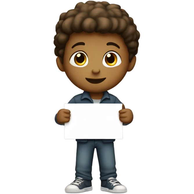 little boy that holds paper with “omar” on it emoji
