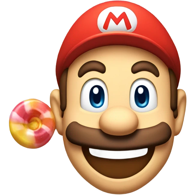 Mario with  a candy in his mouth emoji