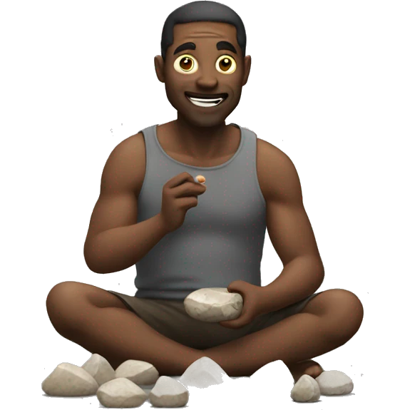 Man eating stones emoji