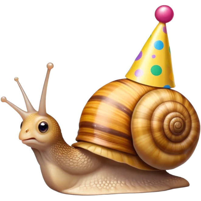 A snail with a party hat on emoji