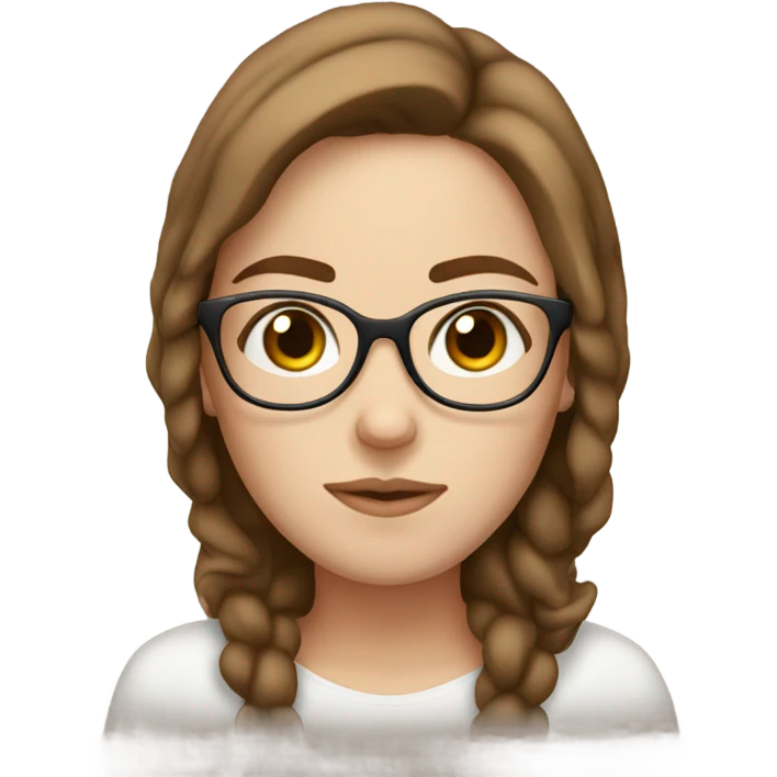 Sleepy white girl with brown hair and glasses emoji
