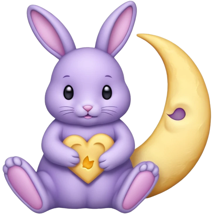 Lavender bunny holding a moon 🌙 🐰 emoji