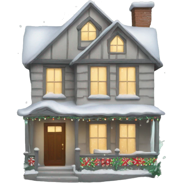 House with christmas decorations and snow  emoji