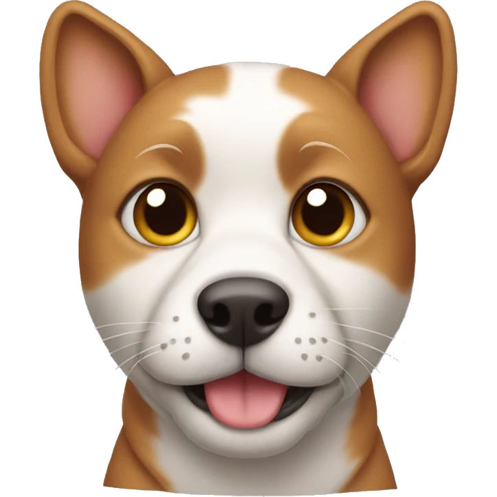 Dog wearing a cat emoji