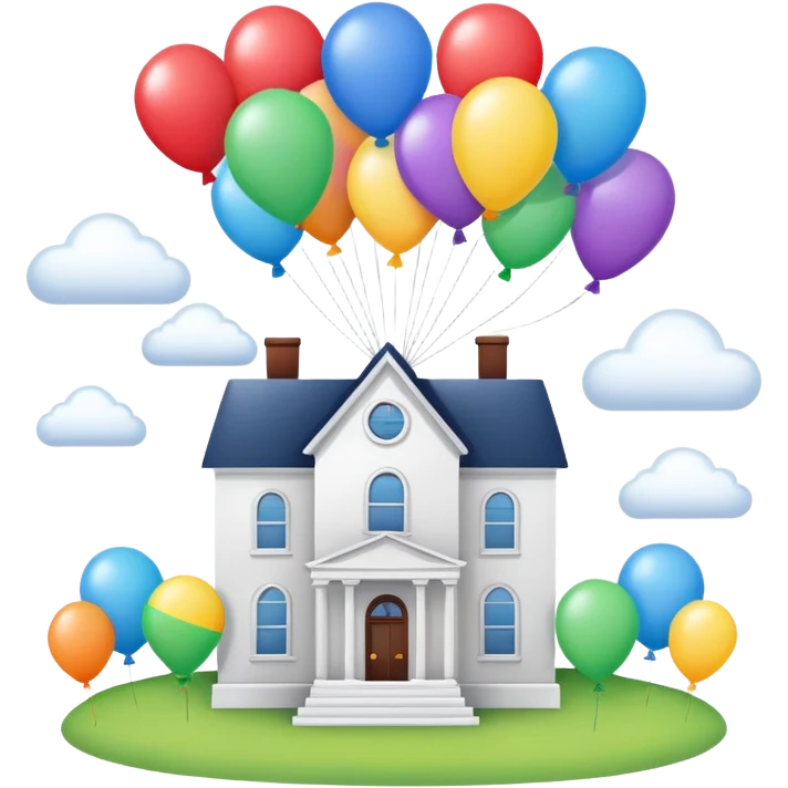 beije house flying with baloons emoji