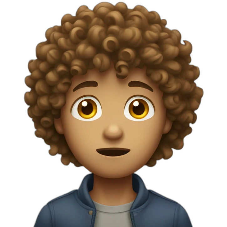Curly haired boy scared emoji
