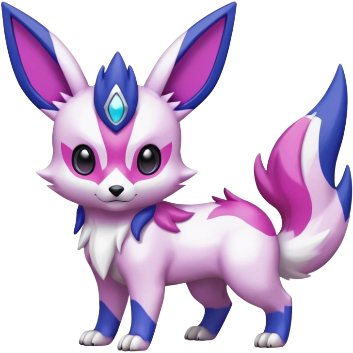 Shiny White with Violet and Indigo and pink markings Eevee-Liepard-Zangoose-Pokémon-Digimon-Fakémon-fusion-hybrid-creature emoji
