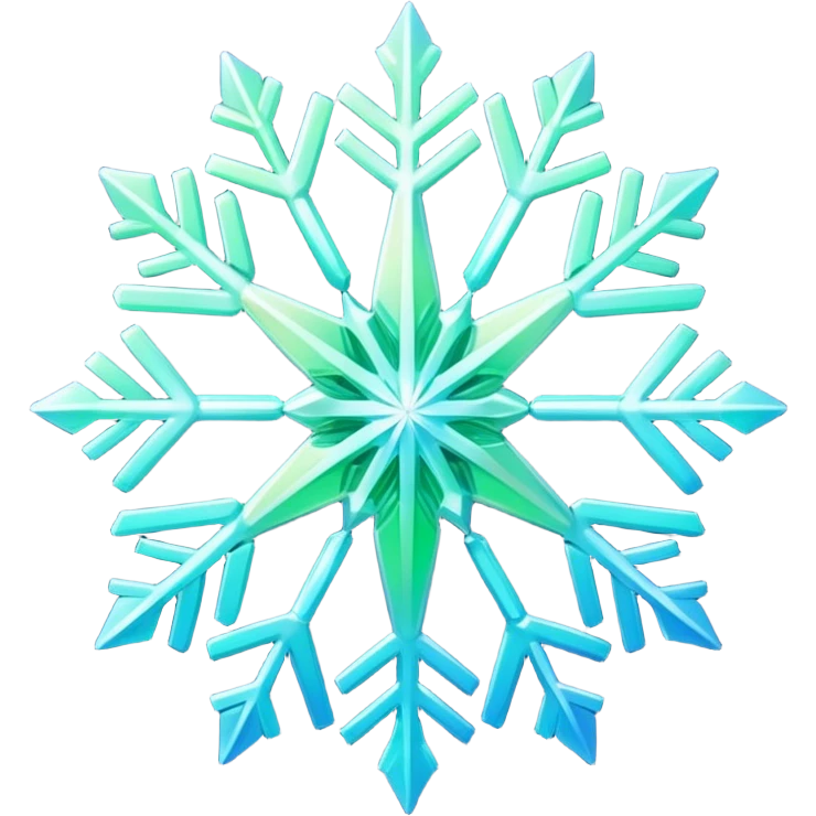 Gradient iridescent green blue indigo star snowflake  emoji