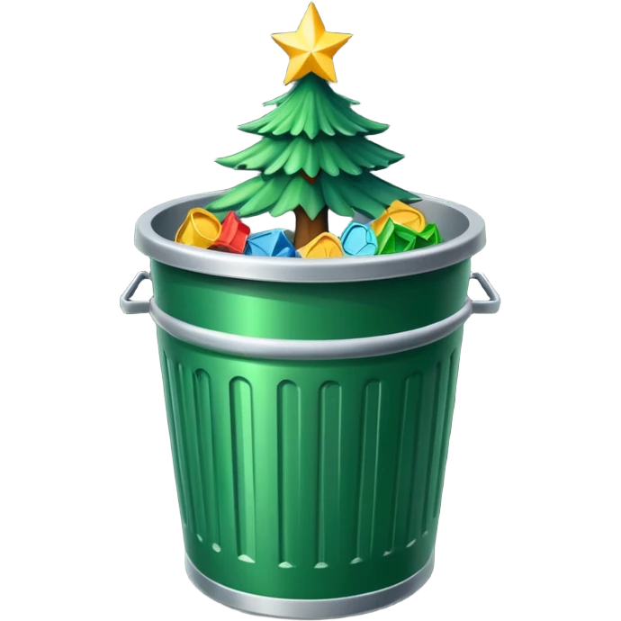 🎄New Year tree inside trash can 🗑️ emoji