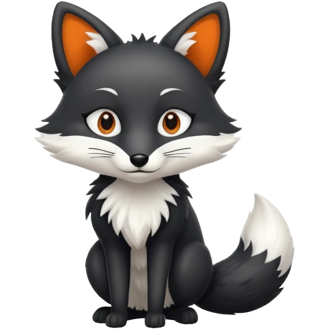 white and black fox emoji
