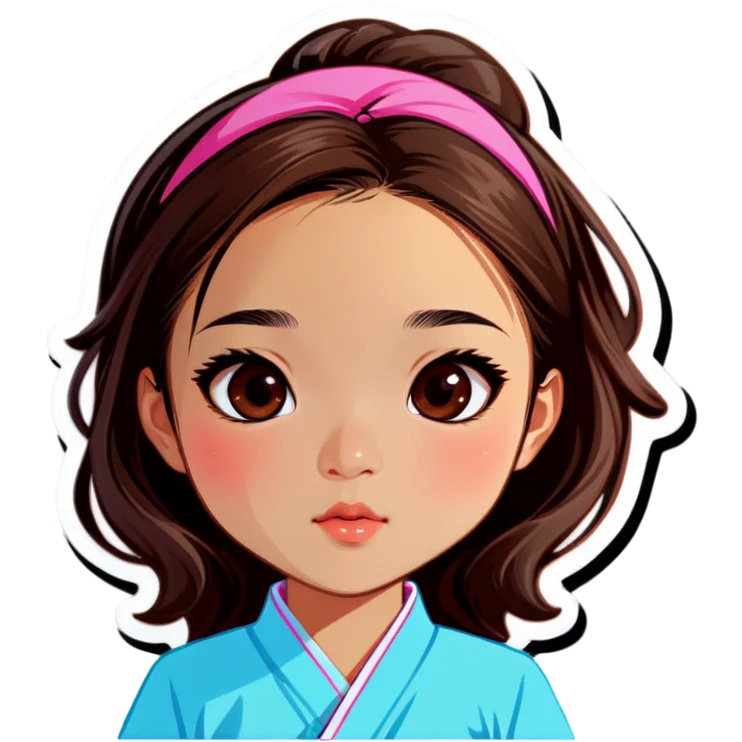 girl is brown or dark hair asian face  emoji