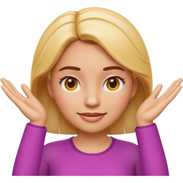 Apple-style 3D emoji of a cartoon woman with both hands placed at the sides of her forehead, as if pointing or highlighting the forehead area, cheerful and clear expression, colorful emoji style, no background. emoji