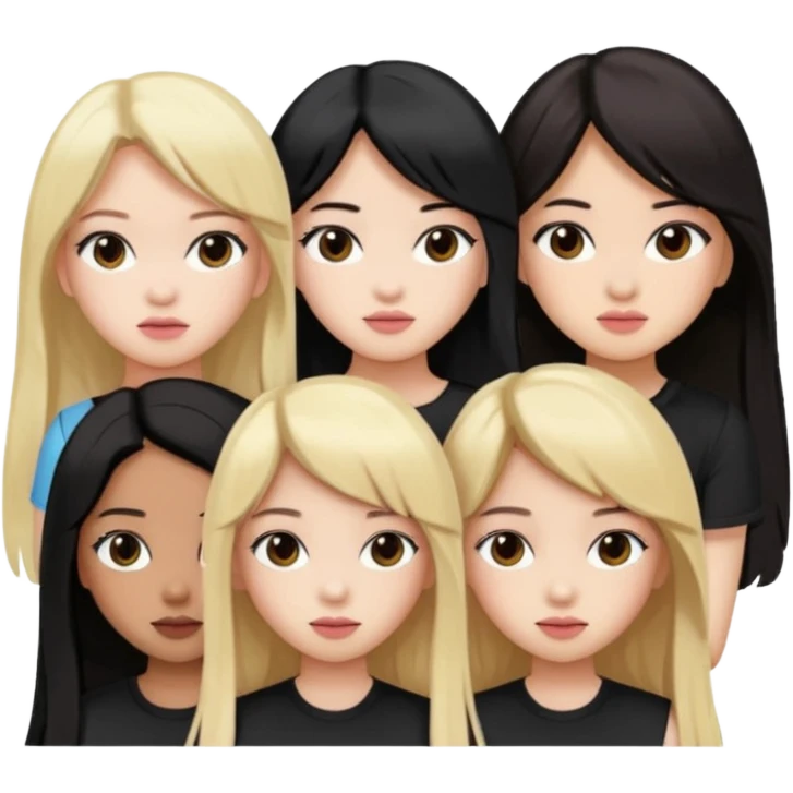 BLACKPINK 4 girls, hair colors: 1 blonde, 2 black, 2 brown emoji