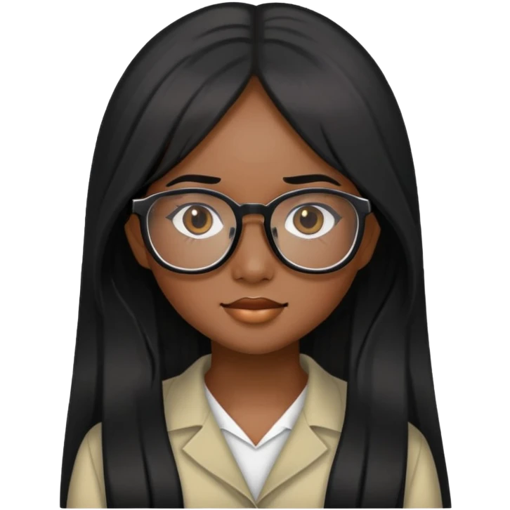 young Vietnamese girl head with long black hair and glasses emoji