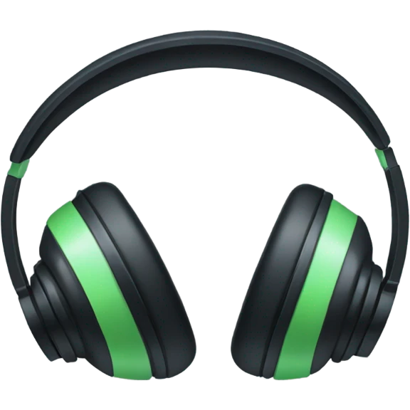 Black headphones with light green bow emoji
