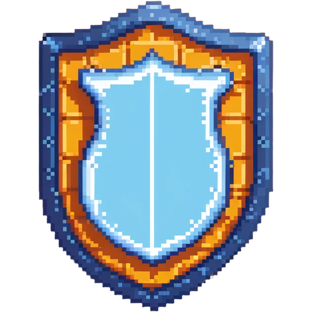 simple blue magical code shield with aura emoji