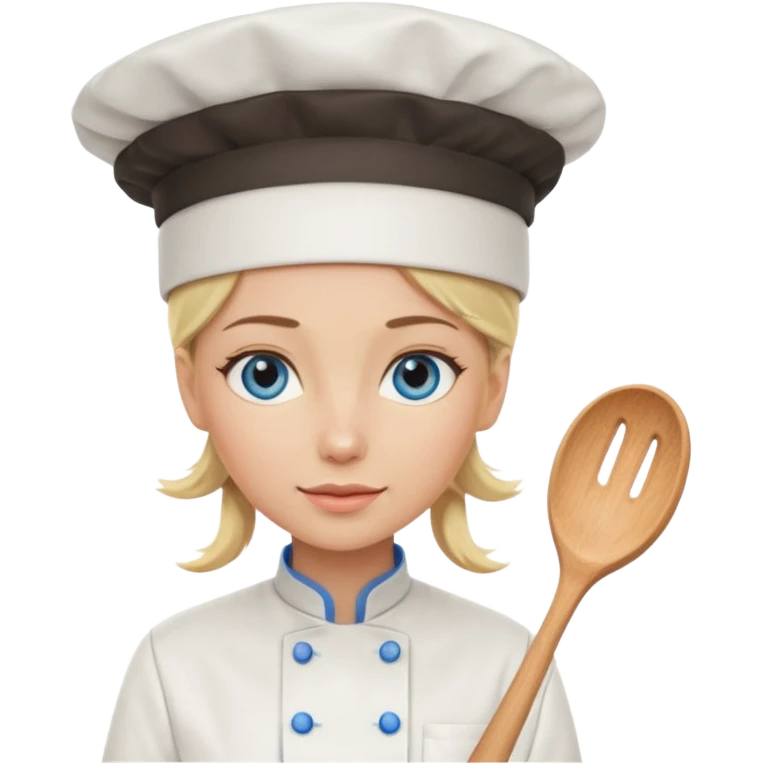 Blonde blue eyed female chef emoji