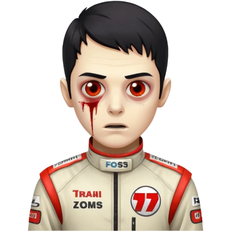 black haired zombie formula 1 racer emoji