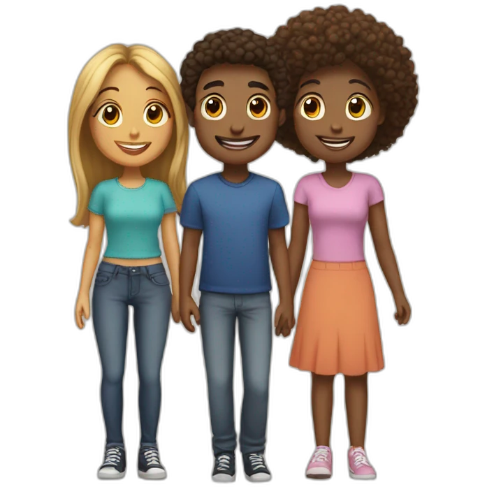 Group of Friends with one boy & three girls emoji