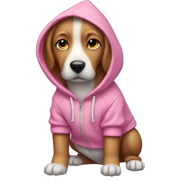 dog wearing a pink hoodie emoji