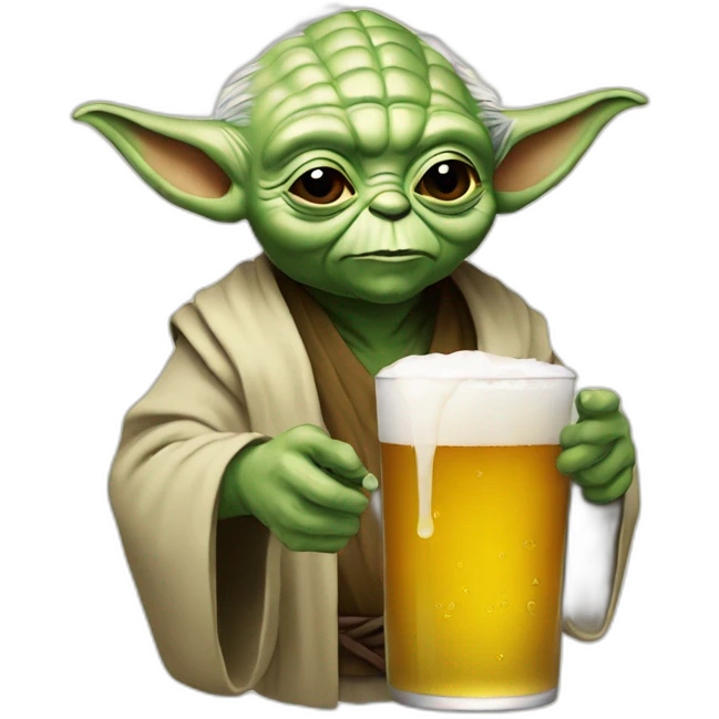 Yoda drink the beer emoji