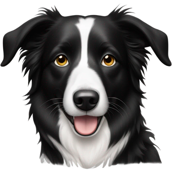 Border collie black half and white half face emoji