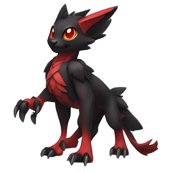 cool edgy black red animal hybrid Fakemon full body emoji