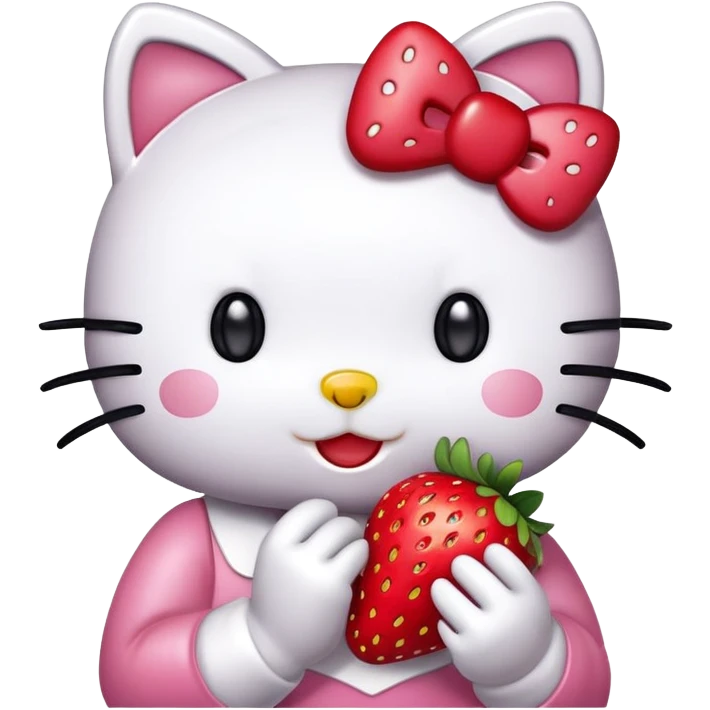 Hello kitty eating strawbrrry emoji