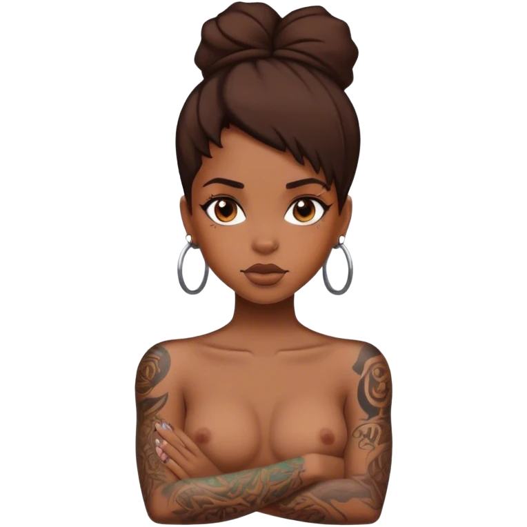 Black girl with brown hair with tattoos emoji
