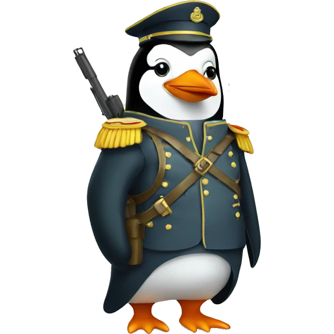 A penguin as a soldier emoji