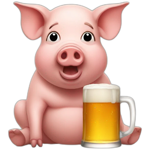 Pig drinking beer emoji